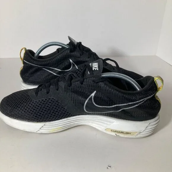 Mens Nike LunarMTRL Running Sneakers Black White 12 522345-001 10/12/11 Mesh Upp
